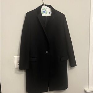 Maje size French 38 single button navy mid length coat